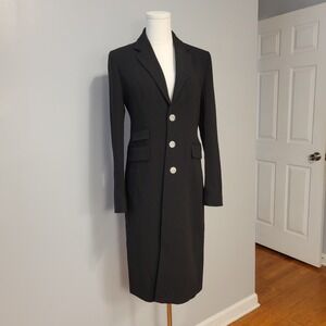 Ralph Lauren Purple Label Parker Wool Crepe Trench Coat Womens 2 Black $2990